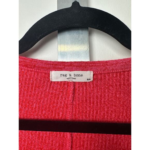 Rag & Bone $125 The Knit Rib Scoop Neck Tee Rib T-Shirt S Red Short Sleeve D1 - Picture 3 of 7